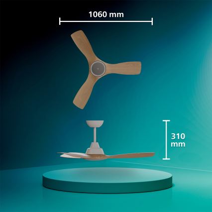 Philips - Dimmable LED ceiling fan OLAS LED/24W/230V Ø 106 cm White/Brown + remote control