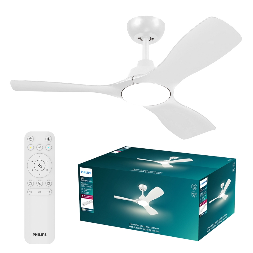 Philips - LED Dimmable ceiling fan OLAS LED/24W/230V Ø 106 cm white + remote control