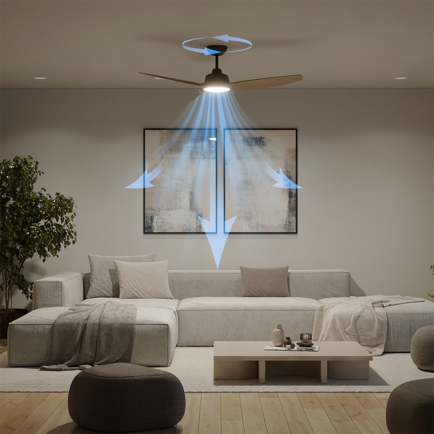 Philips - OLAS Dimmable LED Ceiling Fan LED/24W/230V Ø 132 cm Black/Brown + Remote Control