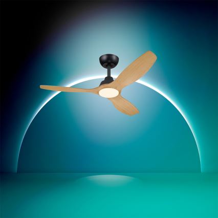 Philips - OLAS Dimmable LED Ceiling Fan LED/24W/230V Ø 132 cm Black/Brown + Remote Control