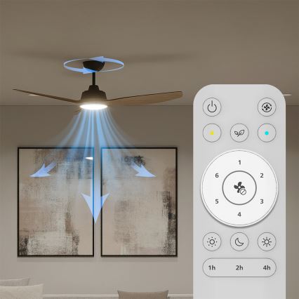 Philips - OLAS Dimmable LED Ceiling Fan LED/24W/230V Ø 132 cm Black/Brown + Remote Control