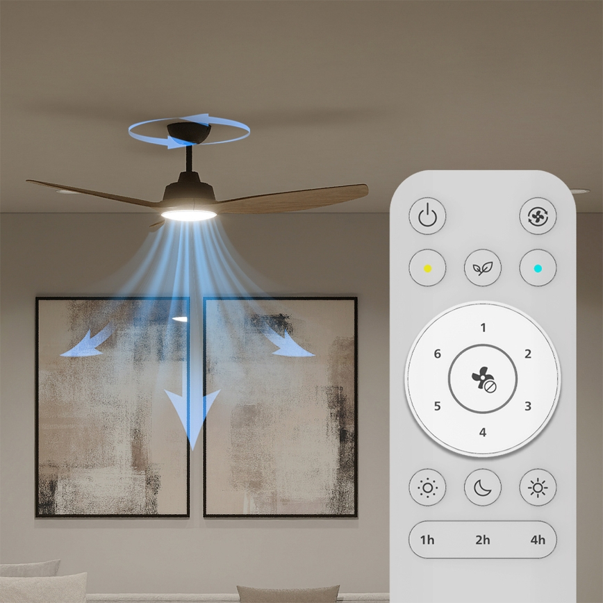 Philips - OLAS Dimmable LED Ceiling Fan LED/24W/230V Ø 132 cm Black/Brown + Remote Control