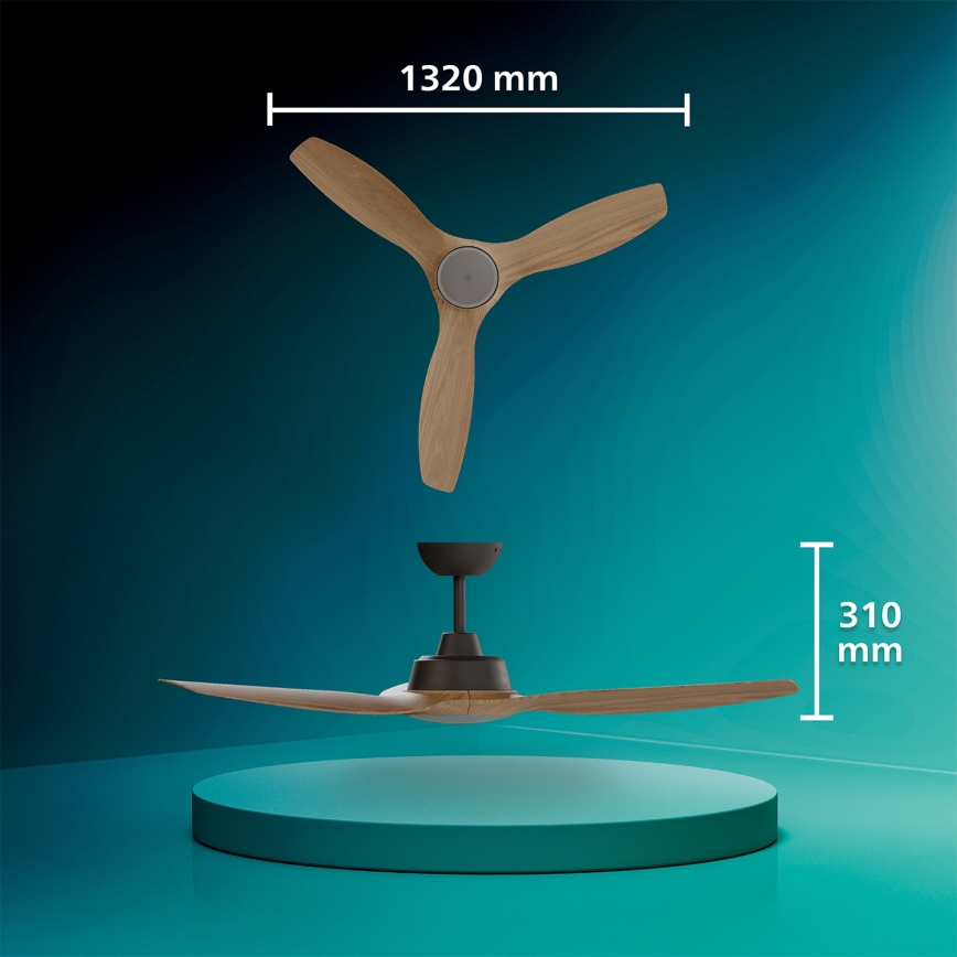 Philips - OLAS Dimmable LED Ceiling Fan LED/24W/230V Ø 132 cm Black/Brown + Remote Control