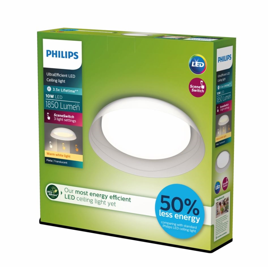 Philips - LED Dimmable ceiling light FLETA SCENE SWITCH LED/10W/230V 2700K clear
