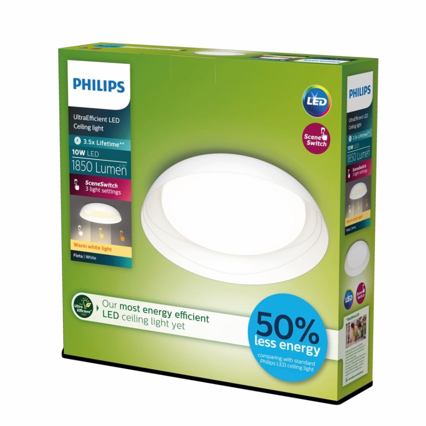 Philips - LED Dimmable ceiling light FLETA SCENE SWITCH LED/10W/230V 2700K white