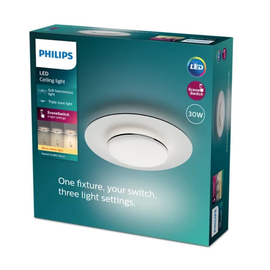 Philips- LED Dimmable ceiling light SCENE SWITCH LED/30W/230V 2700K black