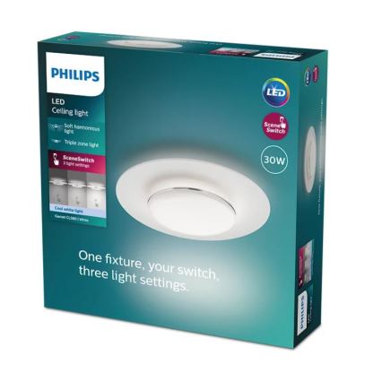 Philips- LED Dimmable ceiling light SCENE SWITCH LED/30W/230V 4000K silver