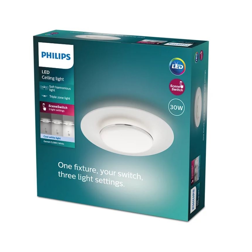 Philips- LED Dimmable ceiling light SCENE SWITCH LED/30W/230V 4000K silver