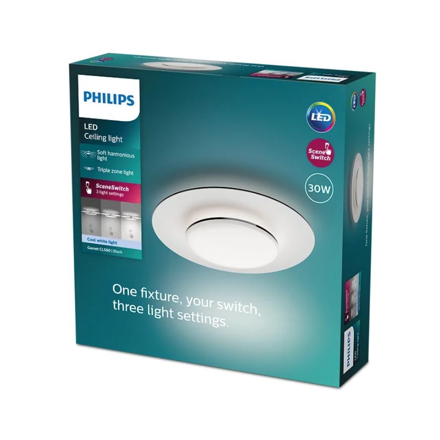 Philips- LED Dimmable ceiling light SCENE SWITCH LED/30W/230V 4000K black