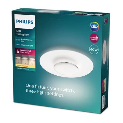 Philips- LED Dimmable ceiling light SCENE SWITCH LED/40W/230V 2700K silver