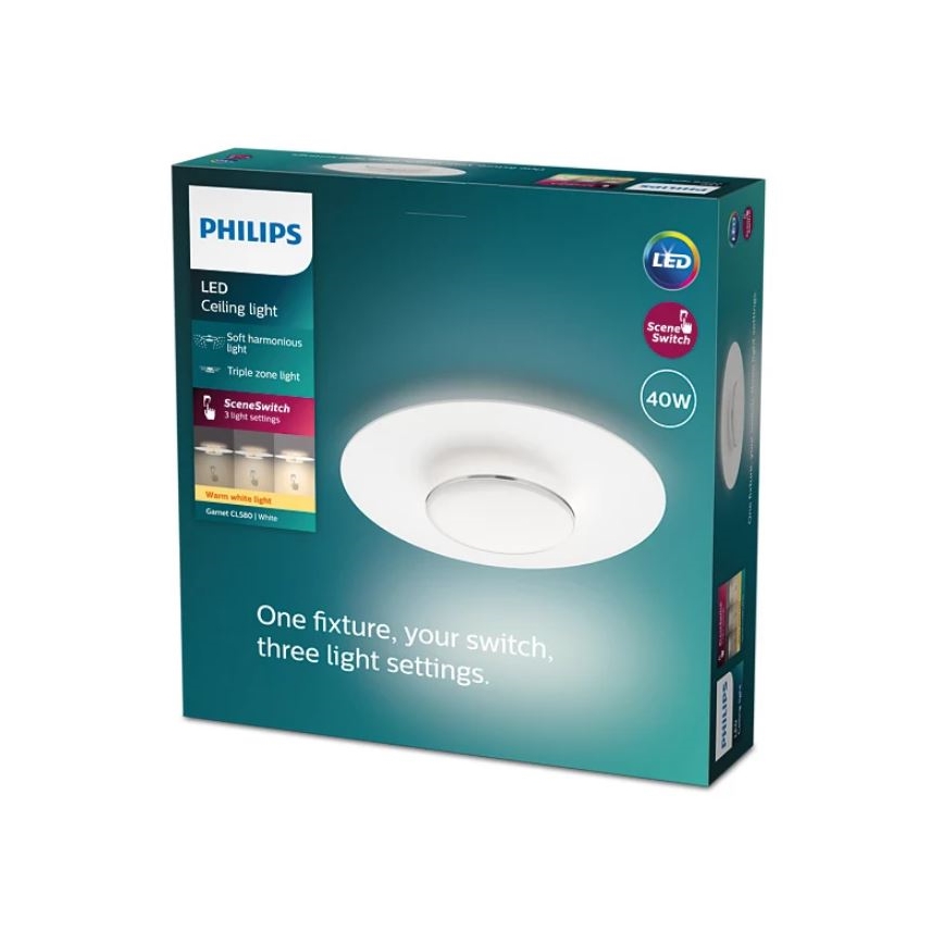 Philips- LED Dimmable ceiling light SCENE SWITCH LED/40W/230V 2700K silver