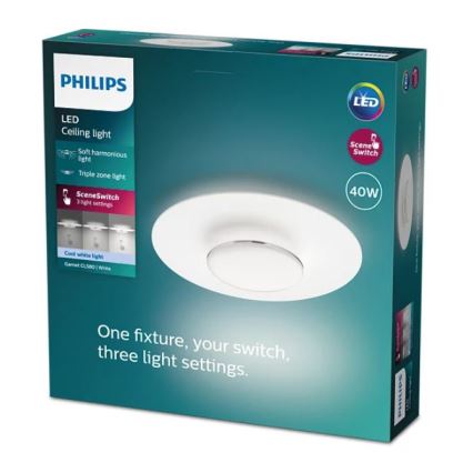 Philips- LED Dimmable ceiling light SCENE SWITCH LED/40W/230V 4000K silver