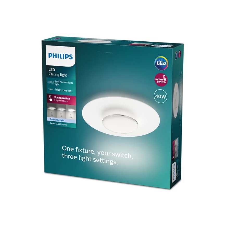 Philips- LED Dimmable ceiling light SCENE SWITCH LED/40W/230V 4000K silver