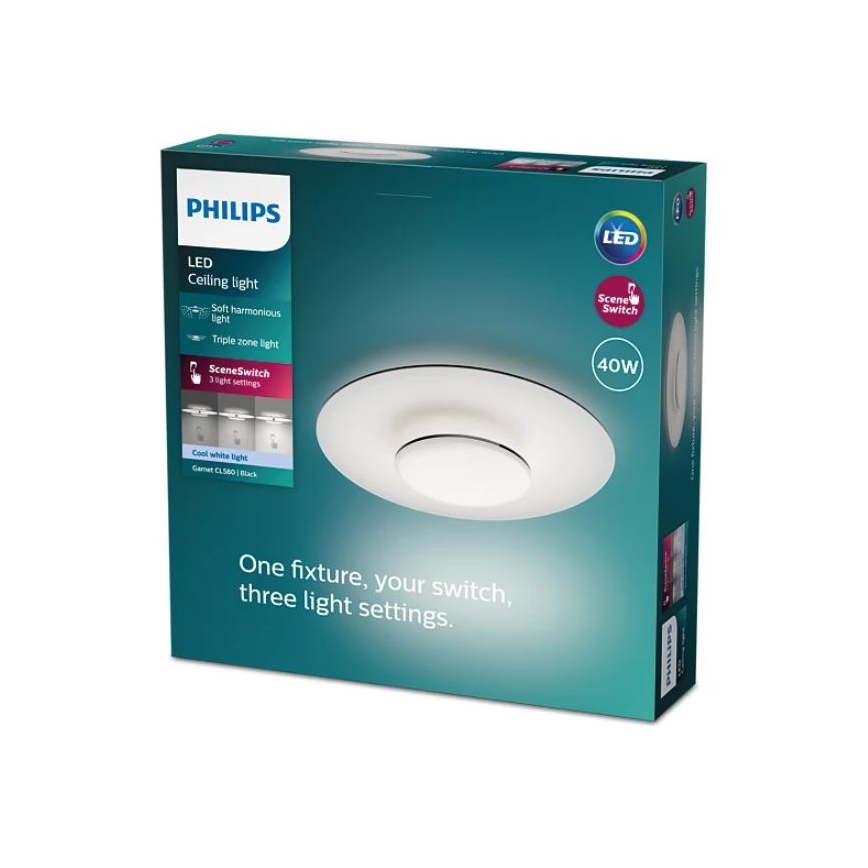 Philips- LED Dimmable ceiling light SCENE SWITCH LED/40W/230V 4000K black