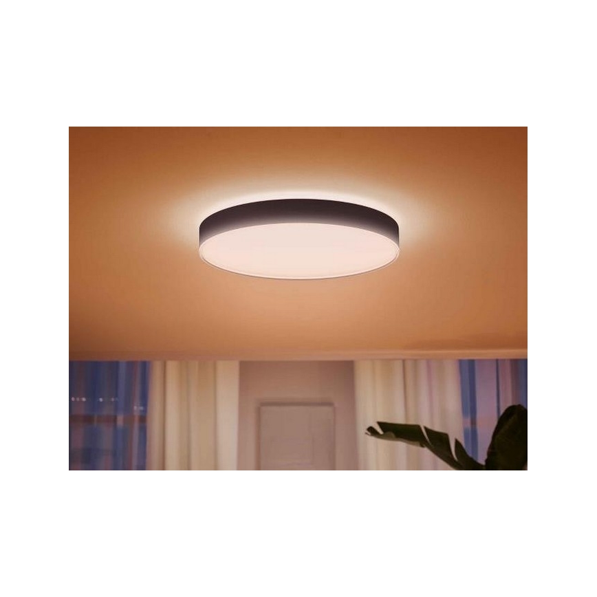 Philips - LED Dimmable ceiling light Hue LED/48W/230V 2200-6500K d. 551 mm black + remote control
