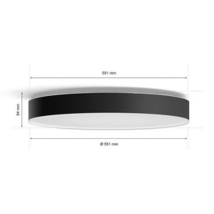 Philips - LED Dimmable ceiling light Hue LED/48W/230V 2200-6500K d. 551 mm black + remote control