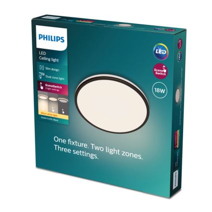 Philips - LED Dimmable ceiling light SCENE SWITCH LED/18W/230V d. 30 cm 2700K black