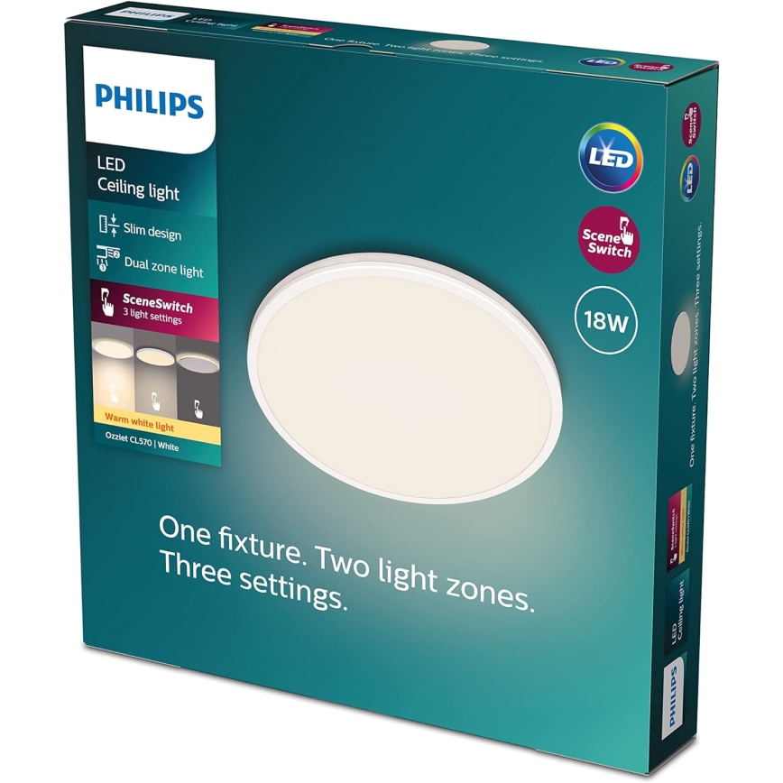 Philips - LED Dimmable ceiling light SCENE SWITCH LED/18W/230V d. 30 cm 2700K white