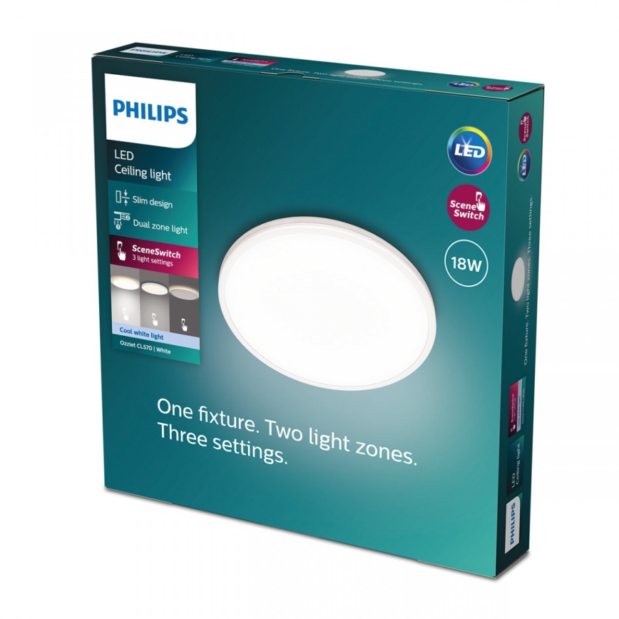 Philips - LED Dimmable ceiling light SCENE SWITCH LED/18W/230V d. 30 cm 4000K white