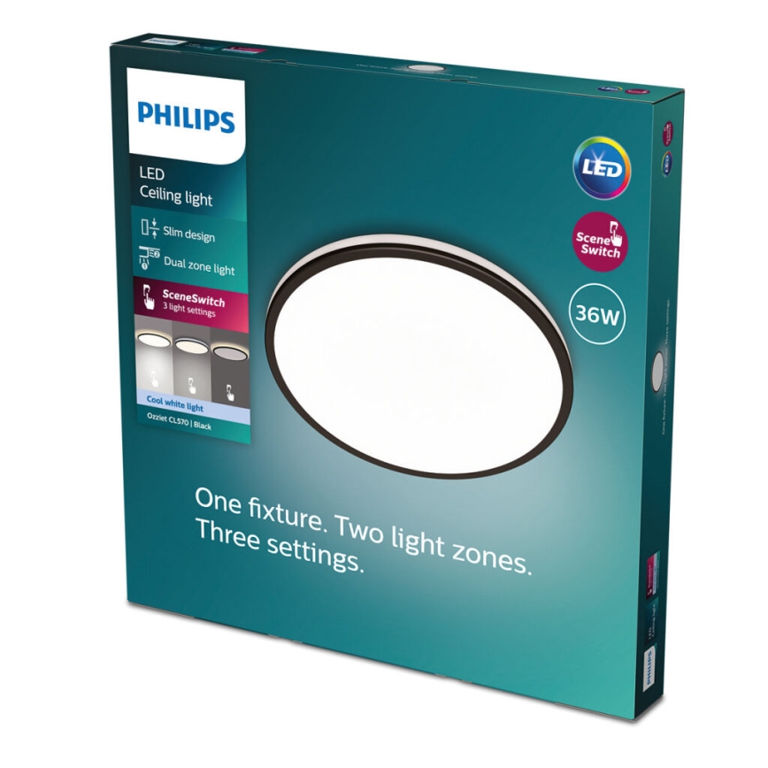 Philips - LED Dimmable ceiling light SCENE SWITCH LED/36W/230V d. 50 cm 4000K black