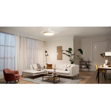 Philips - BLISS Dimmable LED Ceiling Light with Fan, 35W/230V, Brown + Remote Control