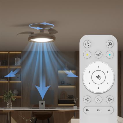 Philips - BLISS Dimmable LED Ceiling Light with Fan, 35W/230V, Brown + Remote Control
