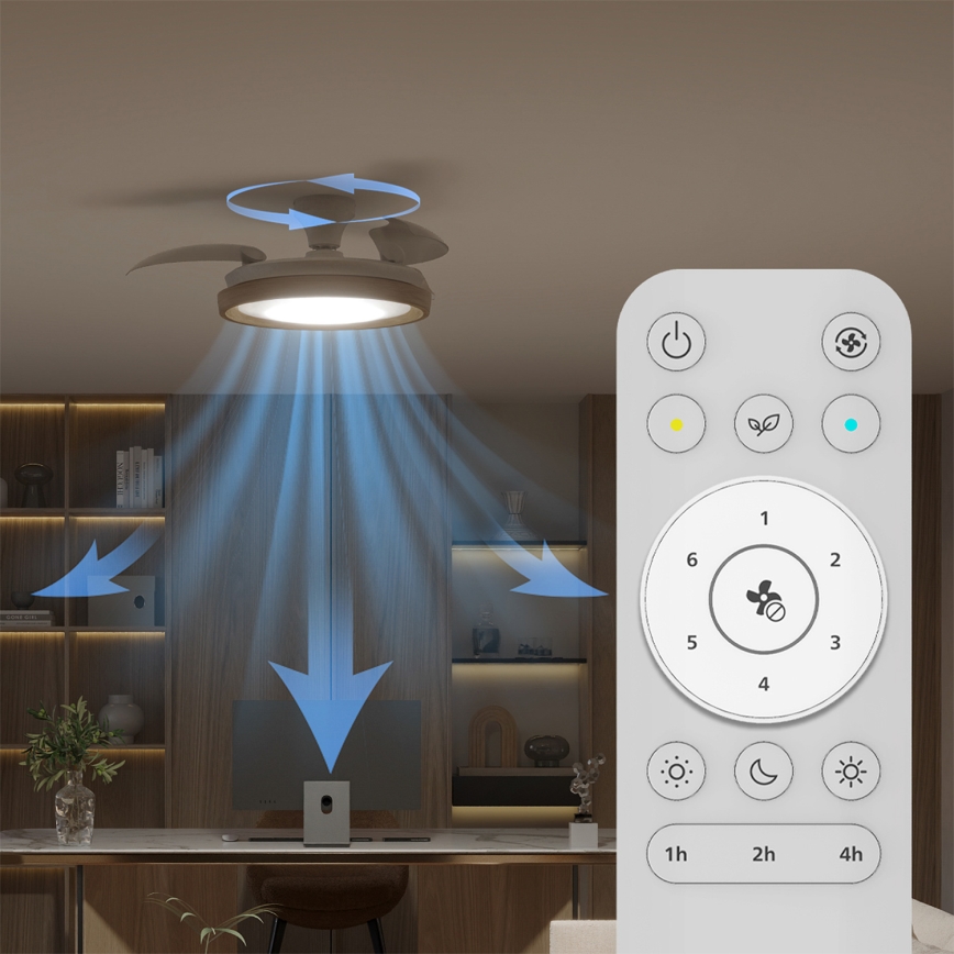 Philips - BLISS Dimmable LED Ceiling Light with Fan, 35W/230V, Brown + Remote Control