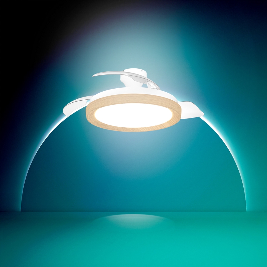 Philips - BLISS Dimmable LED Ceiling Light with Fan, 35W/230V, Brown + Remote Control