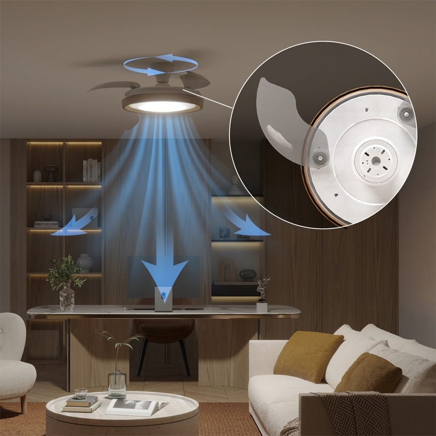 Philips - BLISS Dimmable LED Ceiling Light with Fan, 35W/230V, Brown + Remote Control