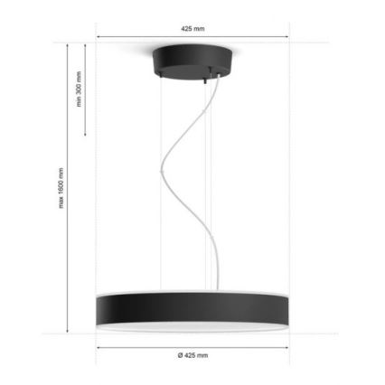 Philips - LED Dimmable chandelier on a string Hue LED/33,5W/230V 2200-6500K black + remote control