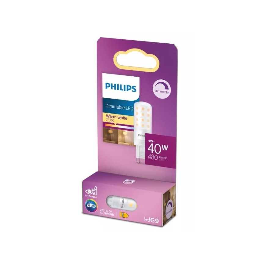 Philips LED Dimmable G9 Bulb, 4W, 230V, 2700K
