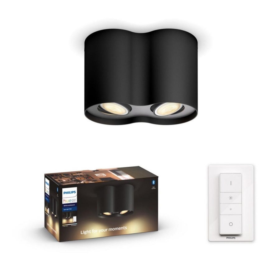 Philips - LED Dimmable light Hue PILLAR 2xGU10/5W/230V + remote control