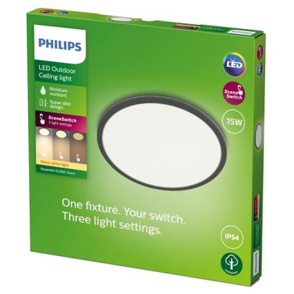 Philips - LED Dimmable outdoor light SUPERSLIM SCENE SWITCH LED/15W/230V IP54 black