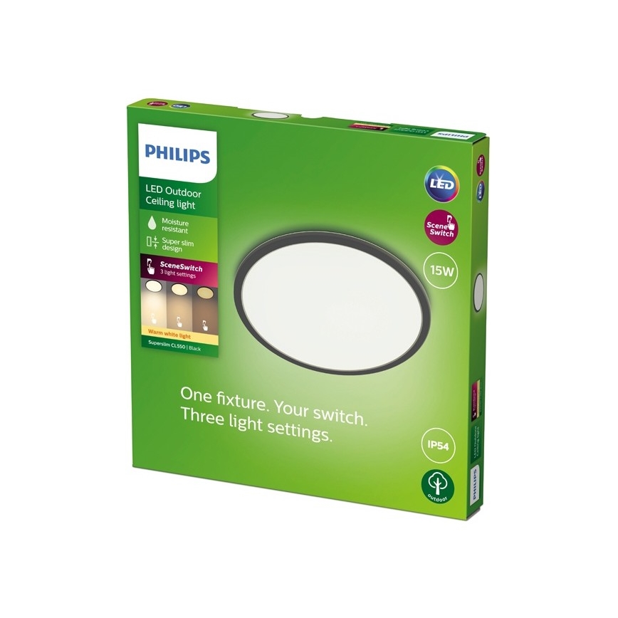 Philips - LED Dimmable outdoor light SUPERSLIM SCENE SWITCH LED/15W/230V IP54 black