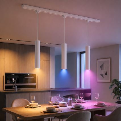 Philips - LED RGBW Dimmable Cable Pendant for EASYLINK HUE Track System, 3× GU10 / 4.7W / 230V, 2200–6500K, 1 m, White