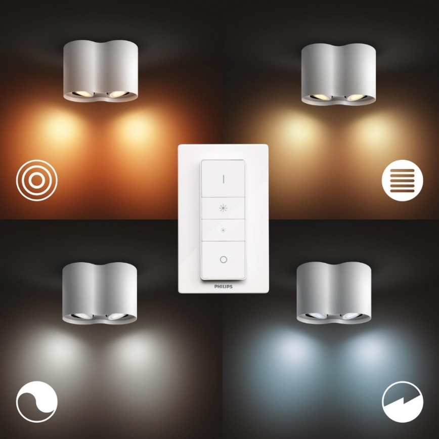 Philips - LED Dimmable spotlight Hue PILLAR 2xGU10/5W/230V + remote control