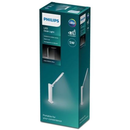 Philips - LED Dimmable touch table lamp AMBER LED/5W/5V 1800 mAh white