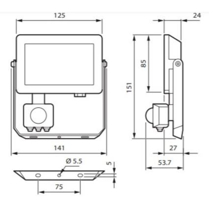 Philips - LED Floodlight with a sensor DECOFLOOD LED/20W/230V IP65