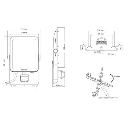 Philips - LED Floodlight with motion and dusk sensor LEDINAIRE ALL-IN LED/50W/230V 3000/4000/6500K IP65