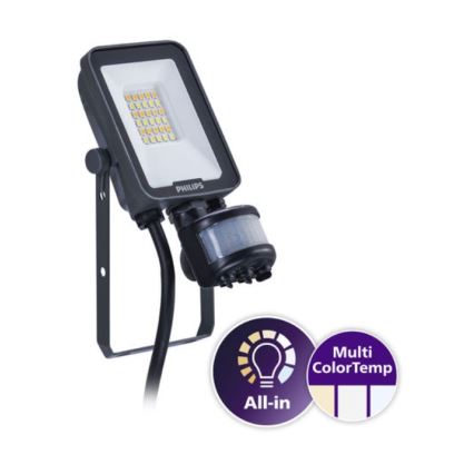 Philips - LED Floodlight with motion and dusk sensor LEDINAIRE ALL-IN LED/10W/230V 3000/4000/6500K IP65