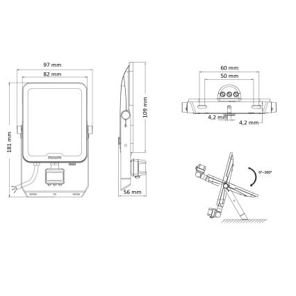 Philips - LED Floodlight with Motion and Dusk Sensor LEDINAIRE ALL-IN LED/20W/230V 3000/4000/6500K IP65