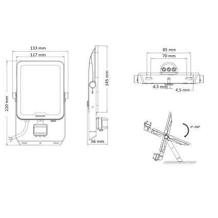 Philips - LED Floodlight with Motion and Dusk Sensor LEDINAIRE ALL-IN LED/30W/230V 3000/4000/6500K IP65