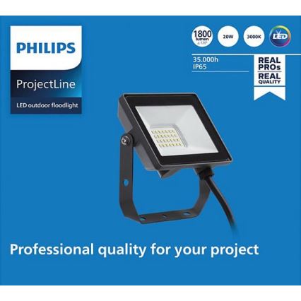 Philips - LED Outdoor floodlight PROJECTLINE LED/20W/230V IP65 3000K