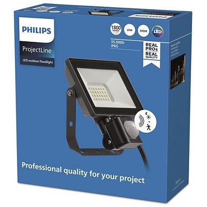 Philips - LED Outdoor floodlight with a sensor PROJECTLINE LED/20W/230V IP65 3000K
