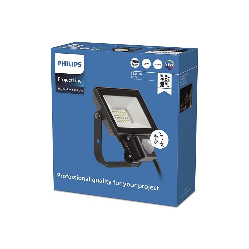 Philips - LED Outdoor floodlight with a sensor PROJECTLINE LED/20W/230V IP65 4000K