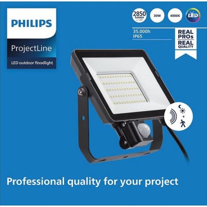 Philips - LED Outdoor floodlight with a sensor PROJECTLINE LED/30W/230V IP65 4000K