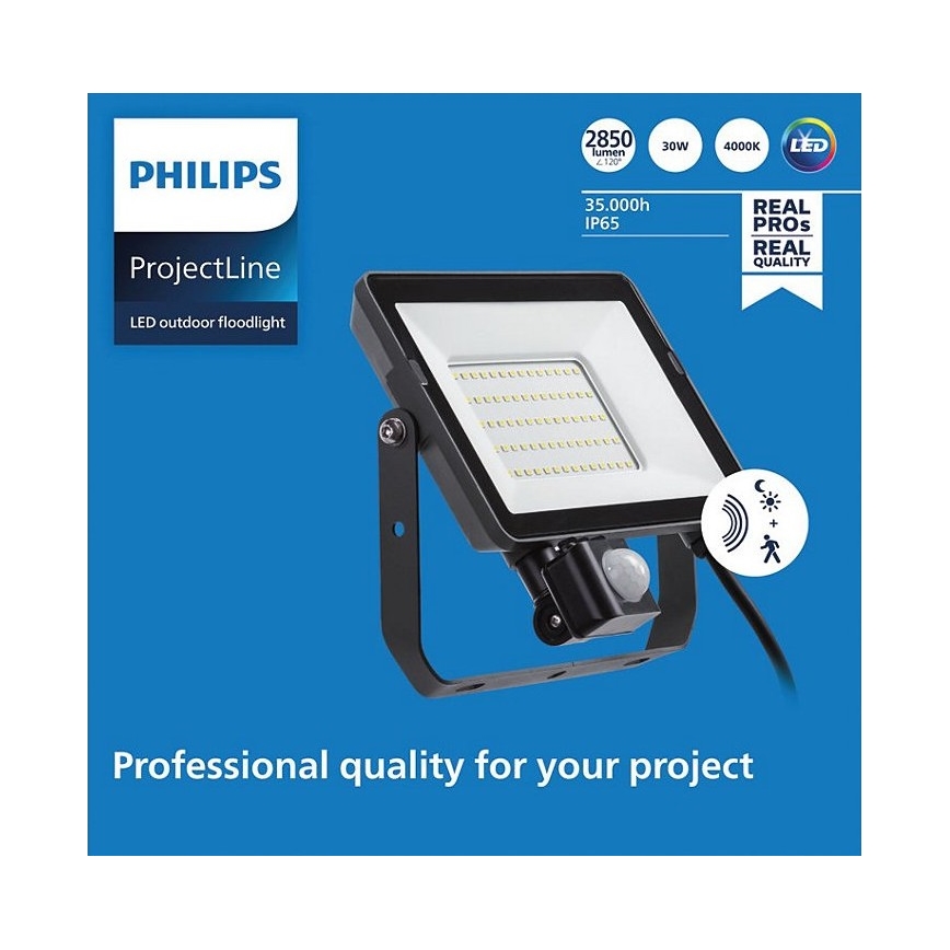 Philips - LED Outdoor floodlight with a sensor PROJECTLINE LED/30W/230V IP65 4000K