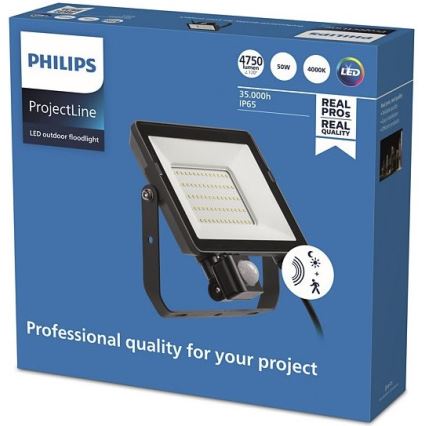 Philips - LED Outdoor floodlight with a sensor PROJECTLINE LED/50W/230V IP65 4000K