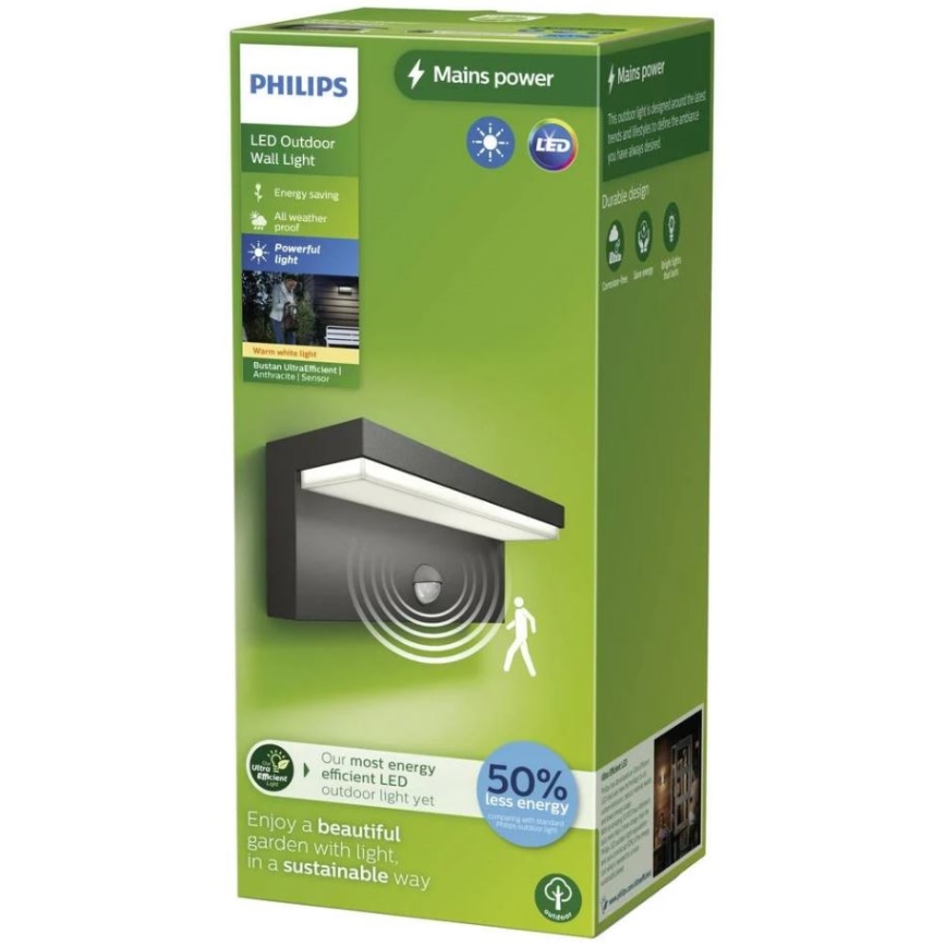 Philips - LED Outdoor wall light with a sensor BUSTAN LED/3,8W/230V 2700K IP44