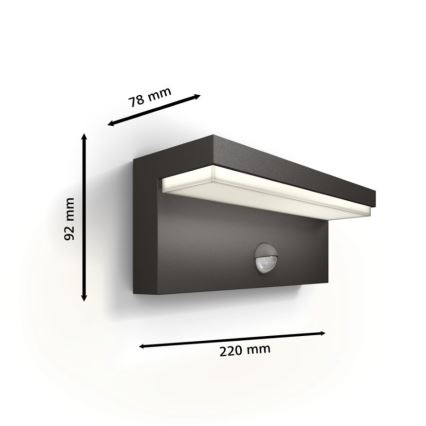 Philips - LED Outdoor wall light with a sensor BUSTAN LED/3,8W/230V 2700K IP44